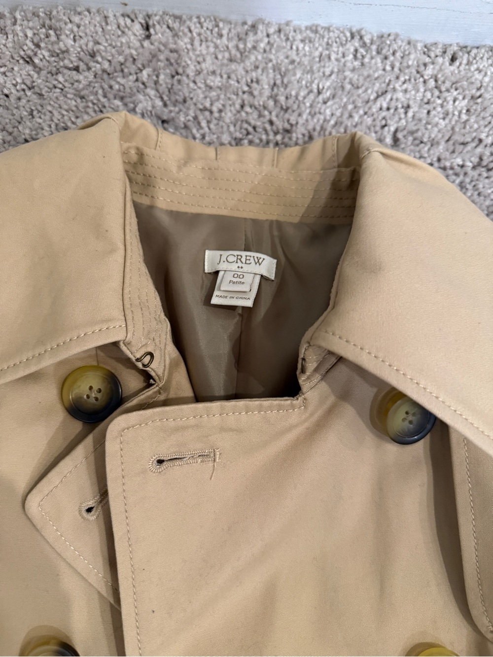 J. Crew Women’s 00P Beige Double-Breasted Trench Coat - Picture 3 of 5